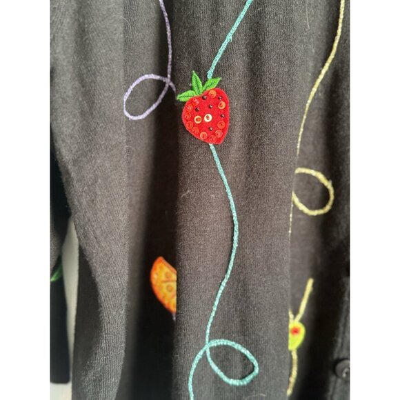 Design Options Womens Embroidered Cardigan XL Martini Wine Glasses Holiday Party - Picture 3 of 16